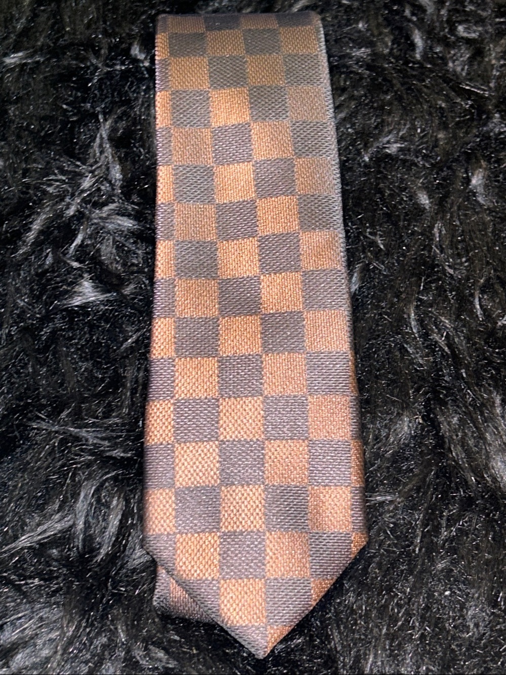 Kilburne & Finch Formalwear Necktie Brown & Black Checkered Checker Board - Picture 2 of 8